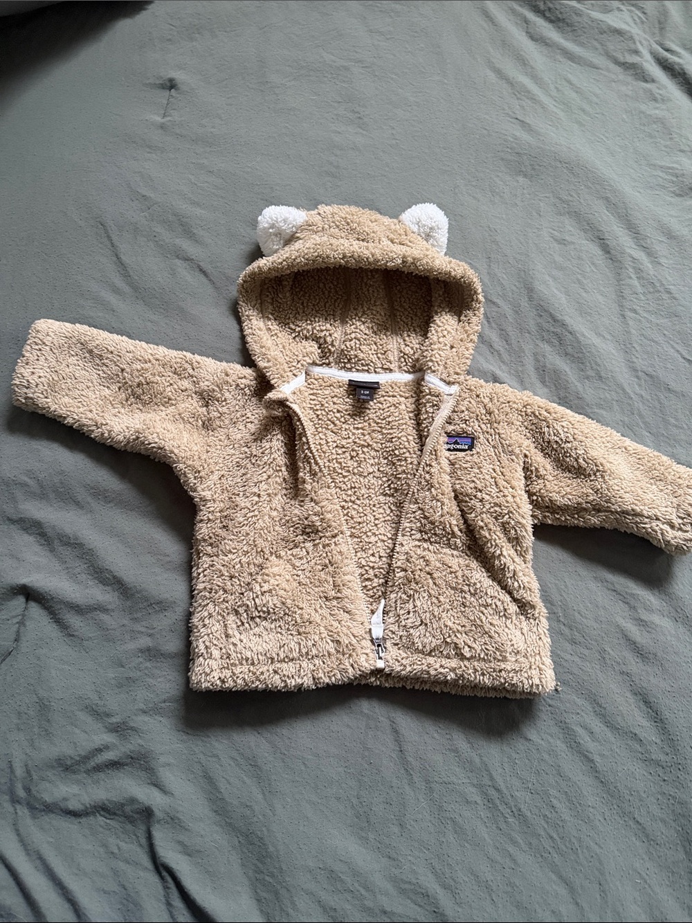 Patagonia Teddy Fleece Hoodie with Bear Ears in Beige
